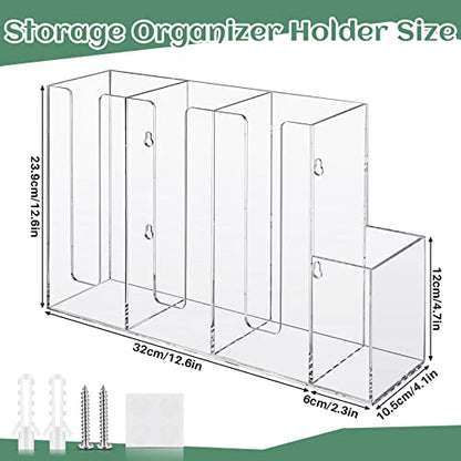 4 Compartments Acrylic Coffee Cup and Lid Storage Organizer Holder Disposable Paper Cup Dispenser Organizer Plastic Lid Holder Accessories for Kitchen Bar Shop Party Supplies(Transparent)