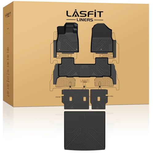 LASFIT Full Set Floor Mats for Honda Passport 2026, Extended Door Sill Coverage All Weather TPE Custom Fit Passport Floor Liner Accessories, 1st & 2nd Row & Cargo Mat with Backrest Mat Full Set, Black - size: 5）For Honda Passport | 2026 | Full Set