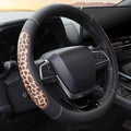 Microfiber Leather Leopard Steering Wheel Cover, Universal 15 Inch, Spliced Anti-Slip Car Wheel Protector, Luxury Cheetah Auto Accessories, Coffee Black - color: Brown Leopard