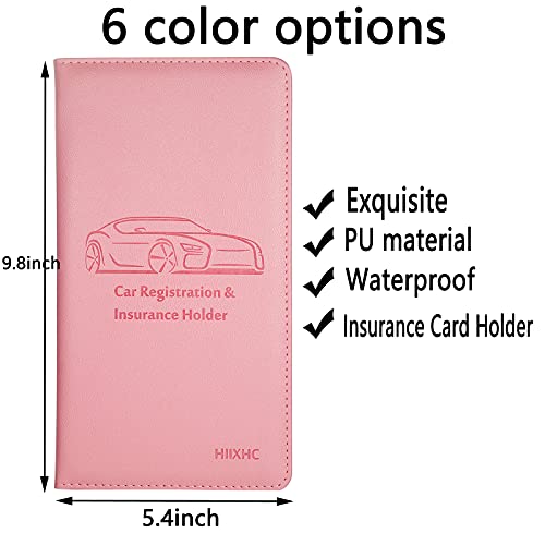Car Registration and Insurance Card Holder - Leather Vehicle Glove Box Automobile Documents Paperwork Wallet Case Organizer for ID, Driver's License, Key, Cards - Car Accessories for Women&Men