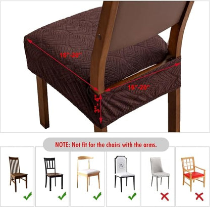 Removable and Washable Seat Covers for Dining Room Chairs Set of 2 - Waterproof Stretch Chair Seat Slipcovers, No Back Covers - color: Chocolate, size: 2PCS-Rear-gapped