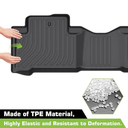 Floor Mats for Honda Pilot 2009-2015 (Fit for 2009-2015 Honda Pilot EX/EX-L/LX/SE/Touring), TPE Waterproof Non-Slip All Weather Protection Custom, Floor Mats & Cargo Liner & Seatback Mat (with Velcro)