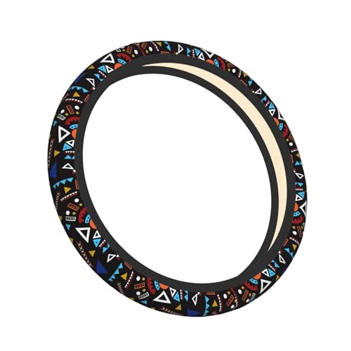 Abstract Striped Geometric Ethnic Car Steering Wheel Cover,Non-Slip Elastic Neoprene-Sweat Car Accessories,Universal 15 Inch Fit Auto, Vans Trucks,Suvs, Truck - color: Abstract Striped Geometric Ethnic