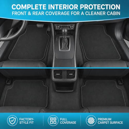 Mythoria Custom Fit Car Floor Mats Fit for Honda Civic 2012 2013 2014 2015, Waterproof Velour Carpet Full Set, All-Weather Protection, Anti-Slip Backing, Odorless, Black