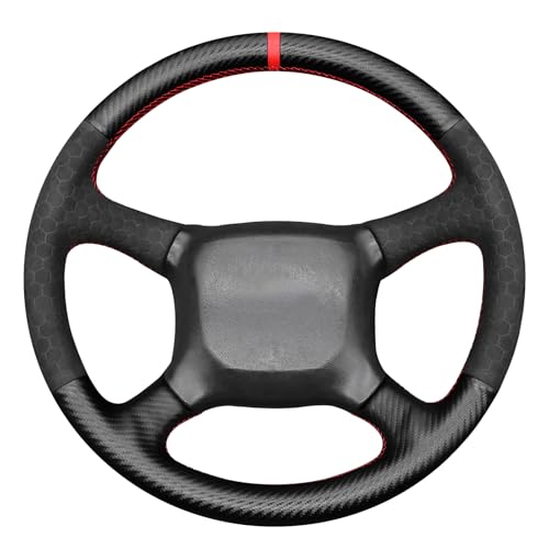 MEWANT DIY Black Matte PU Carbon Fiber Embossed Suede Steering Wheel Cover for Chevy Silverado 1500 Astro Blazer C/K