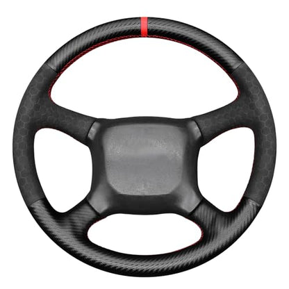 MEWANT DIY Black Matte PU Carbon Fiber Embossed Suede Steering Wheel Cover for Chevy Silverado 1500 Astro Blazer C/K