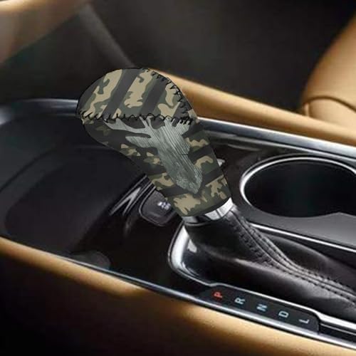 Camouflage Deer Car Handbrake Cover Gear Shift Knob Cover American Flag Auto Interior Accessory 2 Piece for Women Men - color: Deer American Flag Camouflage