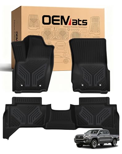 Premium Color TPE Floor Mats for Toyota Tacoma 2024 2025 2026 Double Cab Auto Tran (Not fit Hybrid) | Titan Gray Wing Design | All-Weather Floor Liners for TRD/SR/SR5/limited 1st&2nd Row Mats - color: Titan Gray, size: Tacoma TRD/SR/SR5/limited |2024-2026