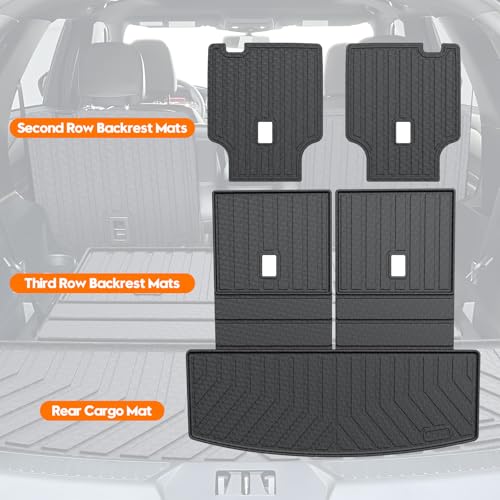 KUST Trunk Cargo Mat for Ford Explorer 2020-2025 2026 (6 Seats), TPE Rubber Rear Cargo Liner with 2nd/3rd Row Backrest Mat for Explorer Accessories All Weather Back Seat Protector Cover - style: Explorer 2020-2026 │ Trunk + Backrest Mat