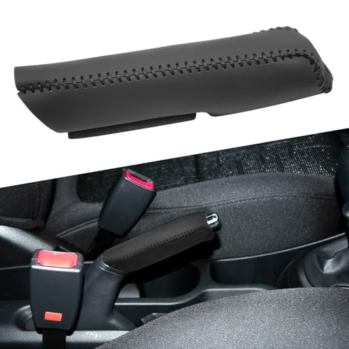 Genuine Leather Handbrake Protector Cover Compatible with Kia Rio 2012-2016 Anti-Slip Hand Brake Parking Lever Sleeve Black