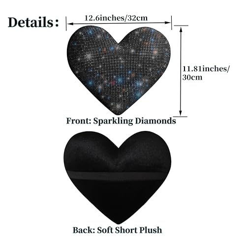 Car Headrest Neck Pillows Rhinestone Automobile Headrest Cover Car Headrest Neck Pillow for Driving with Bling Bling Crystal Car Accessories for Women, Girls and Ladies Black 2 Pieces - color: Black 2pcs