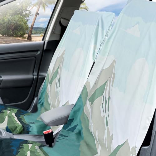 Hahafelt Car Seat Towel Covers with Storage Bag, 63 x 32 Inch Universal Non Slip Waterproof Sweat Protector for Car Truck, Gym Swimming Running, Machine Washable(2 Pack,Yosemite) - style: Yosemite