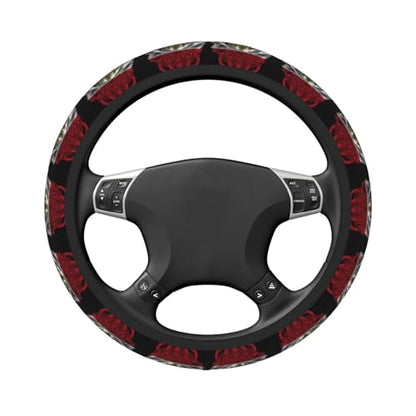 Lion Egypt Egyptian Flag Breathable Neoprene Steering Wheel Cover - Anti-Slip Floral Design Universal Fit for Cars/Trucks/Suvs (14.5"-15" Inch) - color: Lion Egypt Egyptian Flag