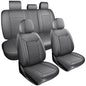 Gray Leather Car Seat Covers Full Set,High-Density Contoured Nappa Leather Universal Precision Fit Seat Cover Solutions,Waterproof Automotive Seat Covers & Accessories,Style1 Gray - color: Gray Full Coverage