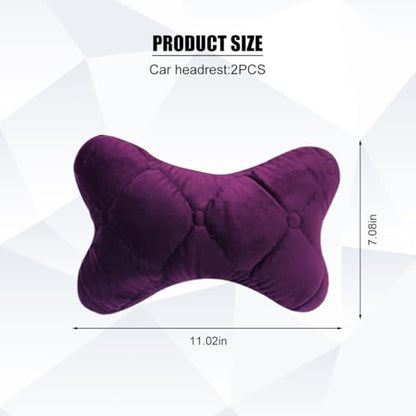 2PCS Car Headrest Pillow, Comfortable Ergonomic Design Vehicle Seat Neck Pillow for Driving Fatigue Relief, Soft Breathable Automotive Interior Head Rest Cushion Pad, Universal Fit (Purple) - color: Purple