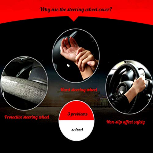 Black Leather Steering Wheel Cover Cowhide Wheel Cover Genuine Leather BMW Steering Wheel Cover Universal Size M / 15inch Fit Car/Auto/SUV (A-Black-M) - color: A-Black-M, size: M-15inch