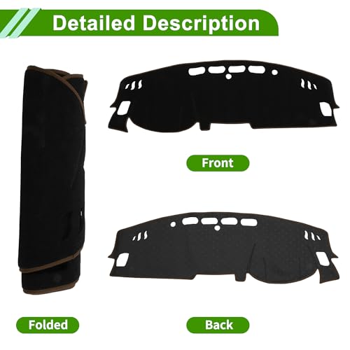 Dash Cover for Nissan Altima 2019-2025 No Hud Dashboard Cover Car Interior Anti-Slip/Anti Dust Polyester Black with Brown Edge 1 Pcs - color: Black with Brown Edge