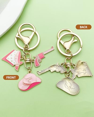Key Chain Purse Charms - Bag Charms Keychain for Handbag, Car Keychain Wallet Accessories for Women - color: Cowgirl Hat Pink