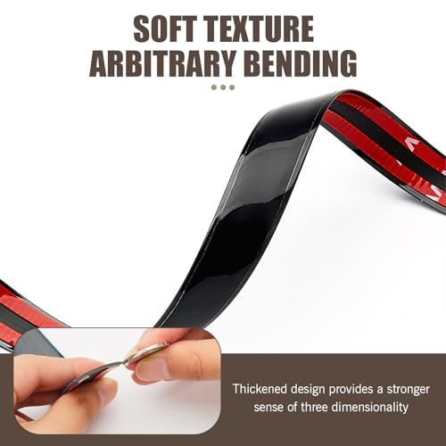 Car Molding Trim, 49Ft Glossy Black Car Side Moldings, Scratch-Proof Exterior and Interior Molding Trim, 0.24" Wide Self-Adhesive Window Trim Molding, Decorative Strip for All Vehicles (Black) - color: Black