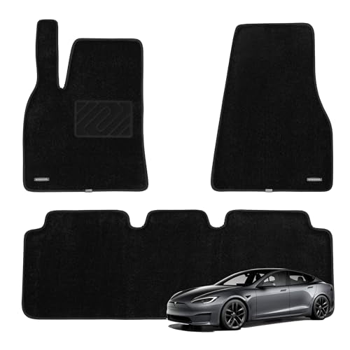 WENNEBIRD Superior Carpet Floor Mats for 2012-2020 Tesla Model S, 0.6-Inch Ultra-Thick, Noise-Reducing, All-Weather Waterproof Anti-Slip – 3-Pc Set - size: 2012-2020 Model S 3-Pc Set