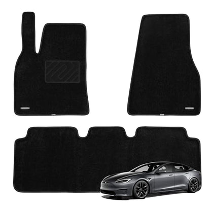 WENNEBIRD Superior Carpet Floor Mats for 2012-2020 Tesla Model S, 0.6-Inch Ultra-Thick, Noise-Reducing, All-Weather Waterproof Anti-Slip – 3-Pc Set - size: 2012-2020 Model S 3-Pc Set