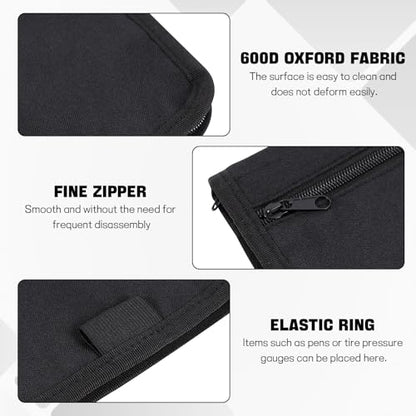 Hovom Car Glove Box Compartment Organizer, Car Registration and Insurance Holder, Owners Manual Case & Document Holder for Cars, Multi-Pocket Vehicle Paperwork Storage Pouch, Glove Box Storage Bag