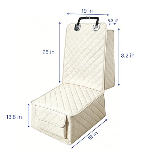 BFXM 2PCS Front Seat Cover, Full Protection Dog Car Seat Cover with Side Flaps, Waterproof Non-Slip Scratch-Resistant Captain Car Seat Covers, Seat Covers for SUVs, Cars, Trucks (Beige*2) - color: white*2
