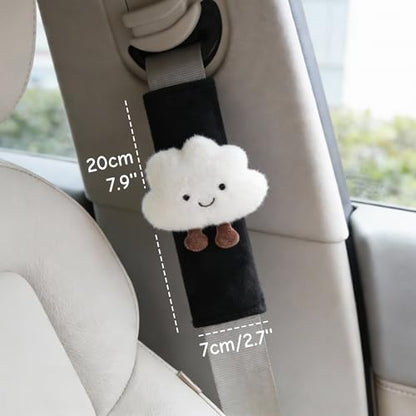 2/4 PCS Cute Seat Belt Cover Pads, Cartoon Cloud Seatbelt Covers for Kids and Adults, Soft Seatbelt Cushion, Car Seat Strap Pads (2)