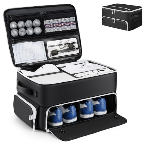 Golf Trunk Organizer, Golf Accessories for Men/Women to Storage Stuff and Gear, Cool Gifts for Golfers, Dad, Him/Her, Birthday or Father’s Day - color: Black
