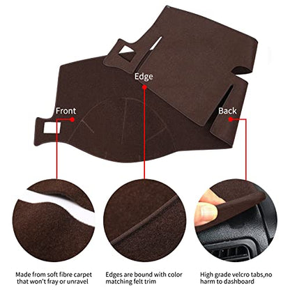 Dashboard Cover Dash Mat Compatible with 2007-2014 Chevy Chevrolet Tahoe Suburban,2007-13 Chevy Avalanche Silverado 1500 2500 3500 LTZ/GMC Sierra SLT Denali,2007-14 GMC Yukon XL (Brown) - color: Brown