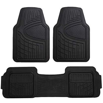 FH Group Automotive Floor Mats Universal Fit Climaproof for All Weather Protection Heavy Duty Rubber fits Most Cars, SUVs, and Trucks, Trim to Fit Black - color: Black