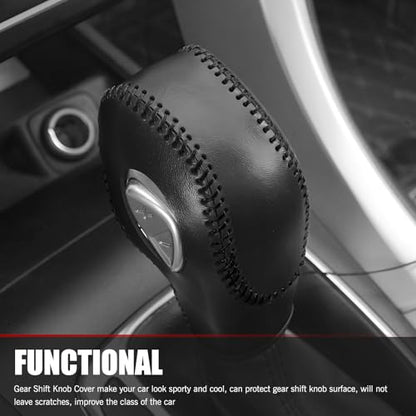 Downhill 1 PC Car Gear Shift Knob Cover, Anti-Slip Leather gear shift knob Protecto, Original Shift Knob Cover Decorative Accessories, Compatible with Ford Mondeo, Explorer, and Focu (Black)