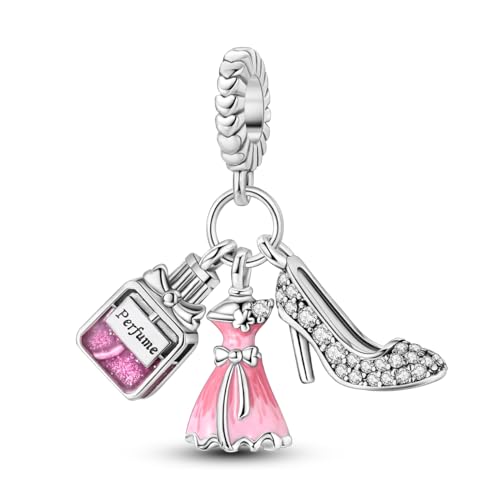 NARMO Charms for Bracelets 925 Sterling Silver Star Dangle Charms Car Keys Lipstick Dangle Charm Beads for Women Bracelets Necklace - color: Perfume