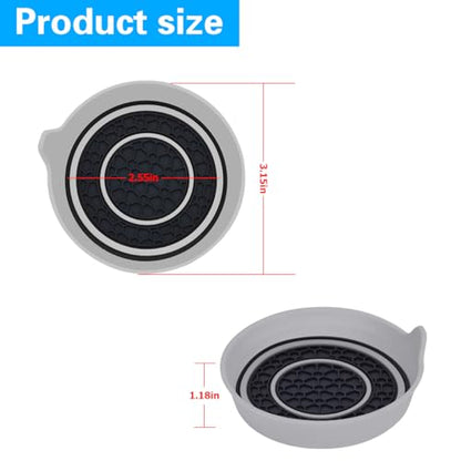 Mandark Car Cup Holder Coaster, 2.75 Inch Non-Slip Vehicle Cup Holder Insert Mats, Dustproof Automotive Interior Console Cup Insulated Pads Accessories, Universal for SUV, Sedan, Truck (Gray) - color: Gray