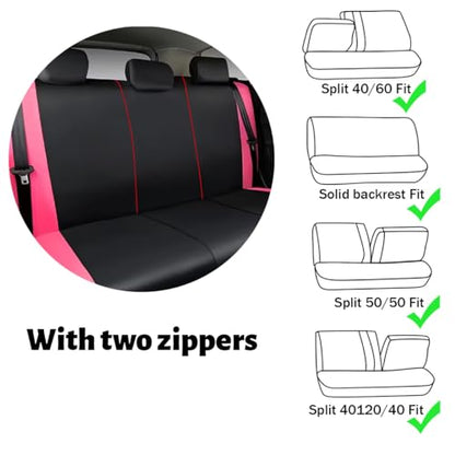 Car Seat Covers Full Set, Polyester Vehicle Front ＆ Rear Bench Seat Protectors with 5 Headrest Covers, Automotive Interior Chair Protection Accessories, Universal Fit (Purple) - color: Purple