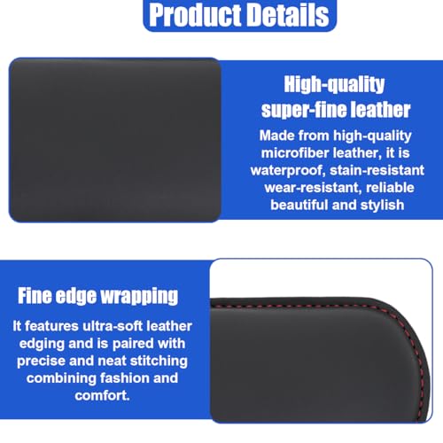 2PCS Car Door Armrest Pads, Soft Leather Memory Foam Car Arm Rest Cushion Pad for Elbow Leg and Knee Support, Universal Comfortable Auto Center Console Pillow for Most Vehicles (Black)