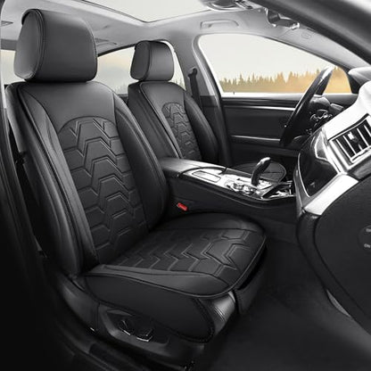 Leather car Seat Covers Breathable Car Seat Protector Front seat Covers Universal Fit for 95% Car Truck SUV Van Vehicles （Black，2PCS） - color: Black