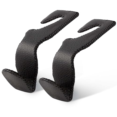 Headrest Hooks for Car, 2 Pack Back Seat Purse Hook Leather Hanger Holder Hook for Hanging Purses and Bags and Coats Black - color: Black, size: 2 Pack