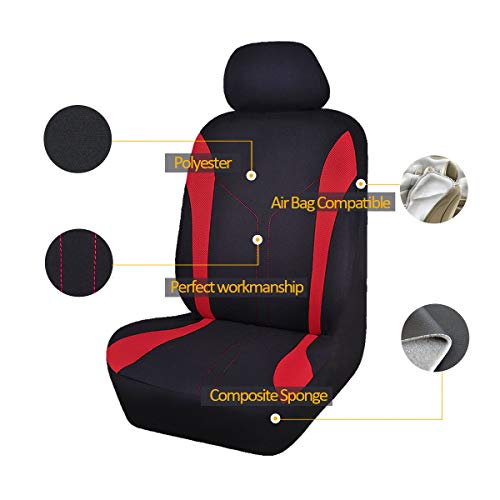 Flying Banner Car Seat Covers Front Set Breathable Mesh Seat Protector Fabric Polyester Cover Easy Installation SUV CAR Woman Lady Femal (Front Set, Black Red)