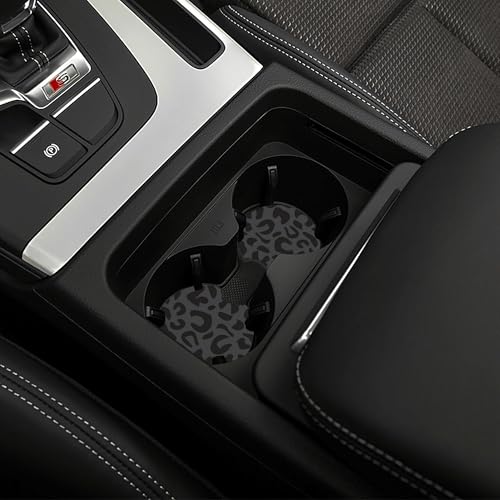 Black Leopard Print Steering Wheel Cover for Women,Universal 14-15 Inch Anti-Slip Breathable with 2 Pieces Car Coasters Cheetah Animal Print Car Wheel Cover Accessories - color: Leopard Black