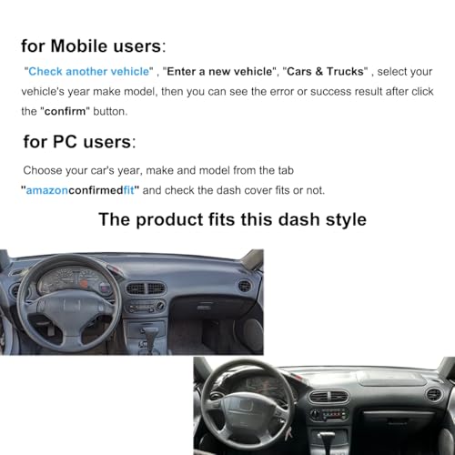 Dash Cover Mat Custom Fit for Honda Civic Del Sol, Dashboard Cover Pad Carpet Protector F290 (Black) - color: Civic Del Sol