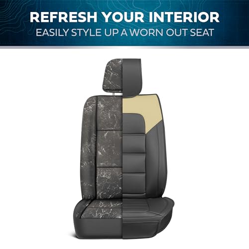 Classic Edition Seat Covers, Premium Faux Leather Seat Covers for Cars Trucks Vans SUV, Semi Custom Fit Car Seat Covers Front Seats Only, Automotive Interior Cover - Beige - color: Black/Beige Front Seats