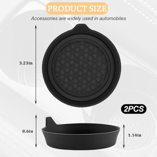 2PCS Car Cup Holder Coaster, Silicone Non-Slip Vehicle Cup Recessed Mats, Waterproof ＆ Sift-Proof Automotive Interior Insulation Drink Insert Pads, Universal Fit (Black) - color: Black