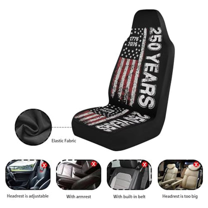 INSTANTARTS 250th Years Front Car Seat Covers Soft Car Seat Protectors 2 Packs Easy to Install Auto Accessories Compatible with Most Cars, SUVs, Trucks - color: 250th Years US Flag