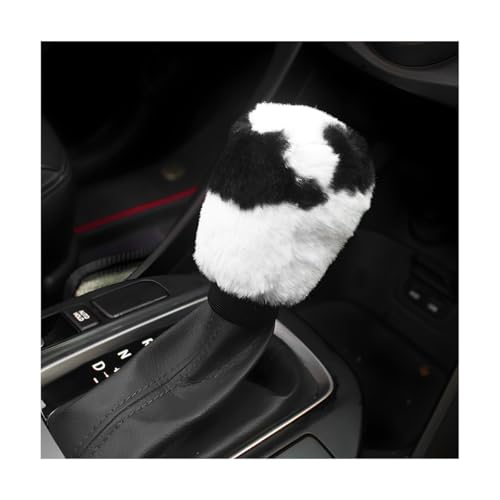 Cow Print Car Shift Knob Cover, Cute Cow Print Anti-Slip Plush Shifter Stick Protector for Winter Warm, Soft Fluffy Comfortable Grip Printed Gear Shift Covers for Women Girls - color: Shift Cover