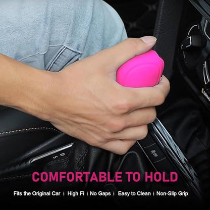 2 PCS Gear Shift Knob Cover, Silicone Anti-slip Scratch-resistant Shift Knob Protector, Water-proof Highly Stretchable Handbrake Cover, for Most Manual Transmission Cars (Pink)