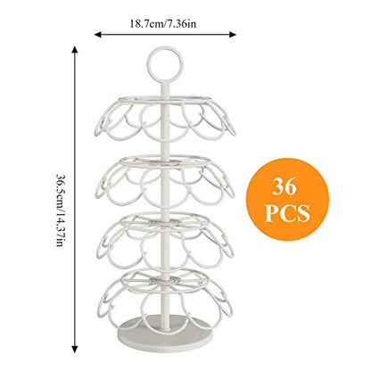Coffee Pod Carousel Holder,Compatible with K-Cups Organizer Compatible with 36 Cup Pods,Spins 360-Degrees - color: WHITE