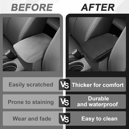 Center Console Armrest Cover Fit for Nissan Frontier 2005-2021 & Xterra 2005-2015 Accessories, Comfort Armrest Pad Console Lid Cushion Vegan Leather Regular Thick - size: 7) 05-21 |Frontier| Black, Regular