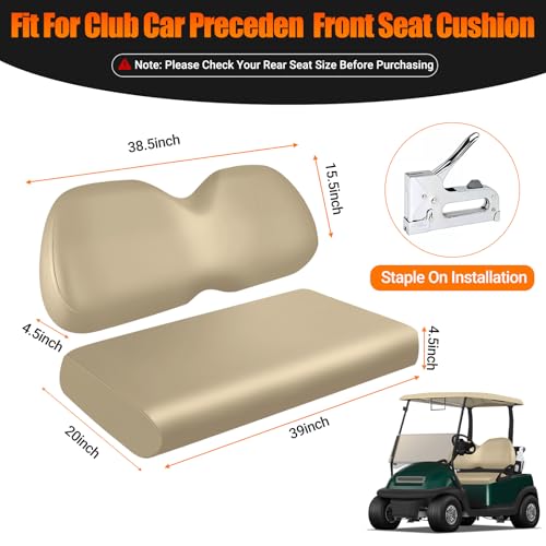 Golf Cart Front Seat Covers Staple On Replacement for Club Car Precedent 2004+ Golf Cart Seat Beige Micro Fiber Leather Seat Cover - color: Beige, size: Club Car Precedent 2004+