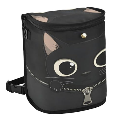 MNSRUU Car Trash Can with Lid, Black Cat Zipper Car Trash Bag Hanging Organizers and Storage for Front Back Seat, Leak-Proof Trash Bin - color: Cat A17107